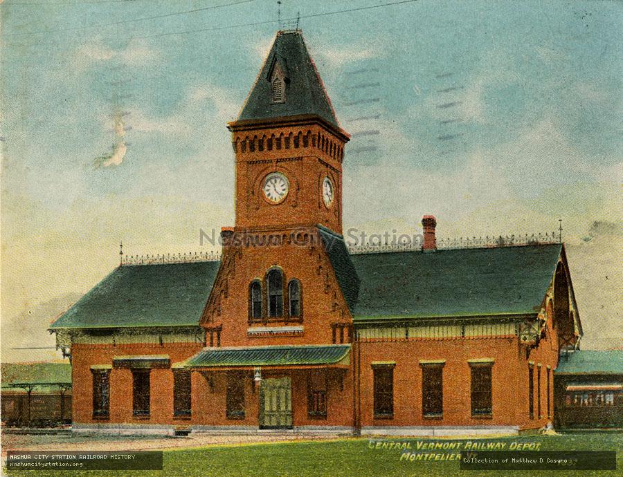 Postcard: Central Vermont Railway Station, Montpelier, Vermont